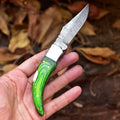 Best Handmade Damascus Pocket Knife – 4" Rosewood EDC with Belt Loop Leather Case