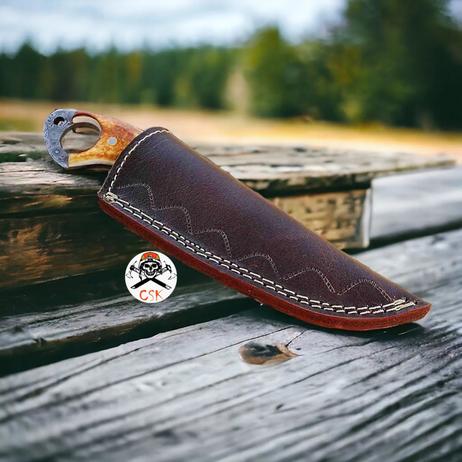 RingTail Hunting Knife – Tinted Camel Bone Handle – Full Tang – Ultimate Outdoor Companion-Knife