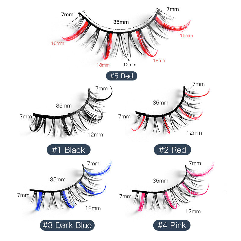 Color false eyelashes 5D multi-layer thick cross mink eyelashes 5 pairs of eyelashes