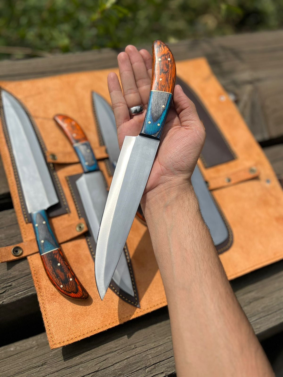 Handmade d2 steel kitchen knife set