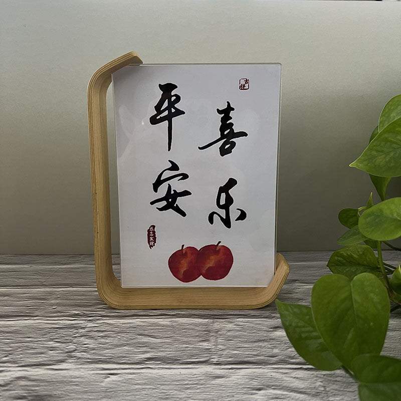 Double sided acrylic photo frame creative photo frame leaf carving table solid wood desktop decoration photo frame