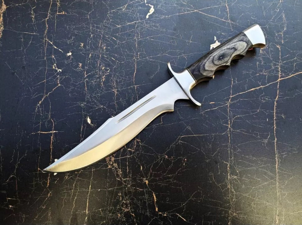 Custom J2 Steel Bowie Knife | Steel Guard & Dollar Handle | Includes Leather Sheath