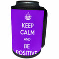 3dRose EvaDane - Quotes - Keep calm and be positive. Purple. - Can Cooler Bottle Wrap (cc_194344)
