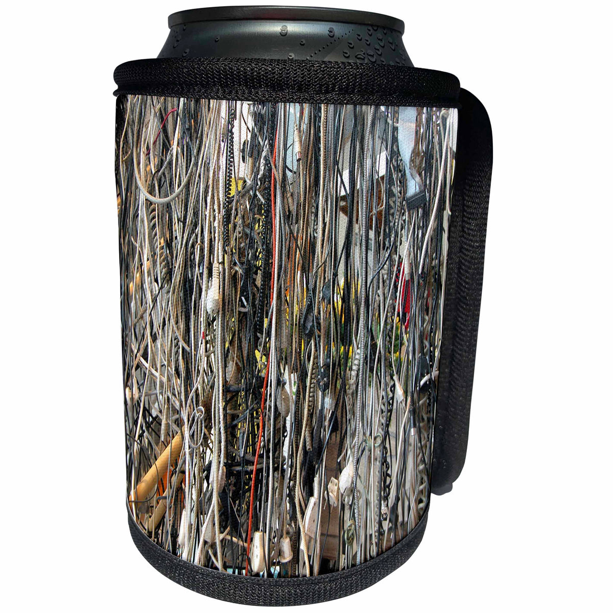3dRose Florene - Textures III - Image of Assorted Bunch Of Hanging Wires - Can Cooler Bottle Wrap (cc_232996)