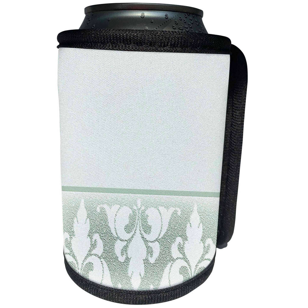 3dRose Beverly Turner Design - Green Elegant Fleur de Lis Design - Can Cooler Bottle Wrap (cc_23906)