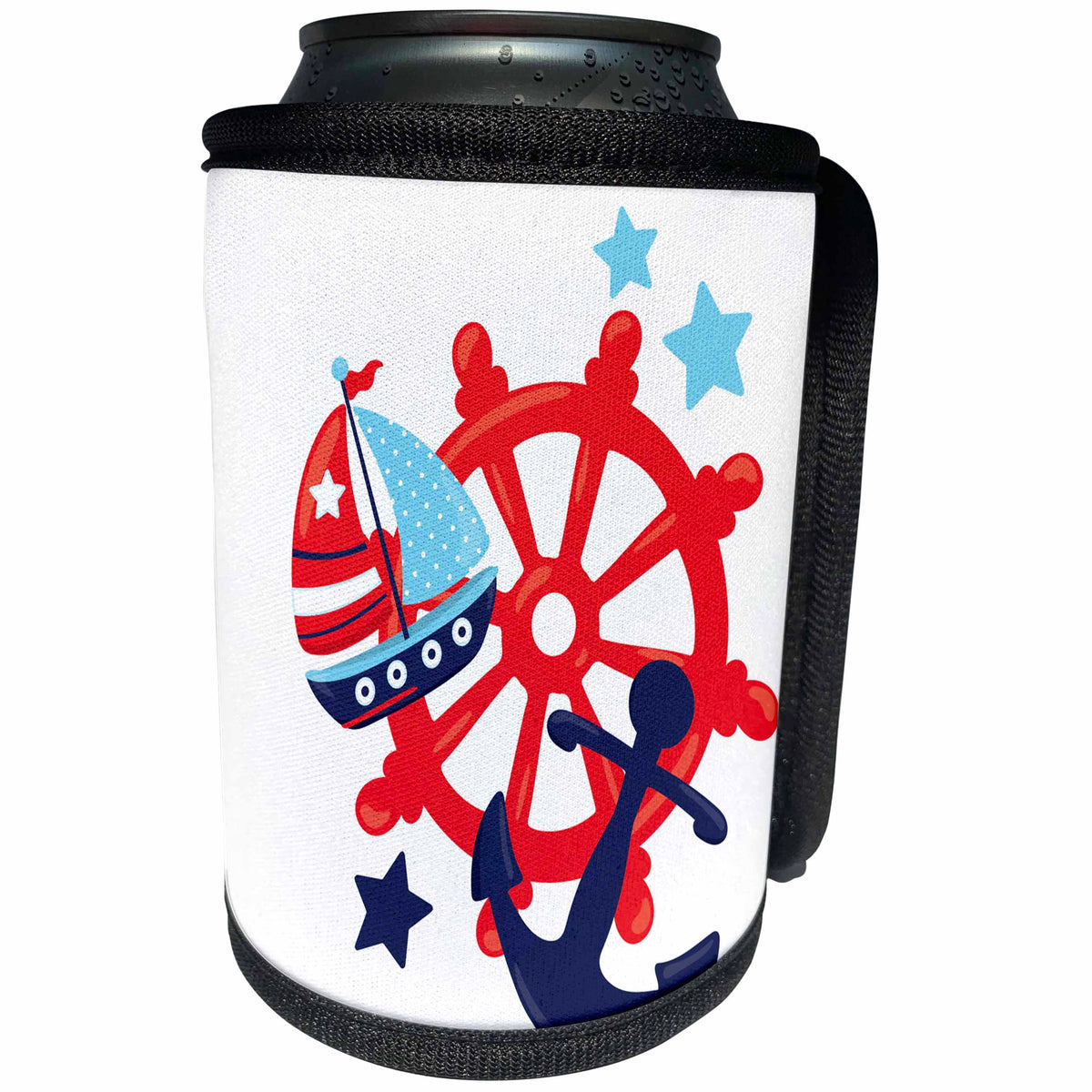 3dRose TNMGraphics Nautical - Red and Blue Nautical Group Image - Can Cooler Bottle Wrap (cc_245763)
