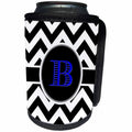 3dRose BrooklynMeme Designs - Black and white chevron monogram blue initial B - Can Cooler Bottle Wrap (cc_252186)