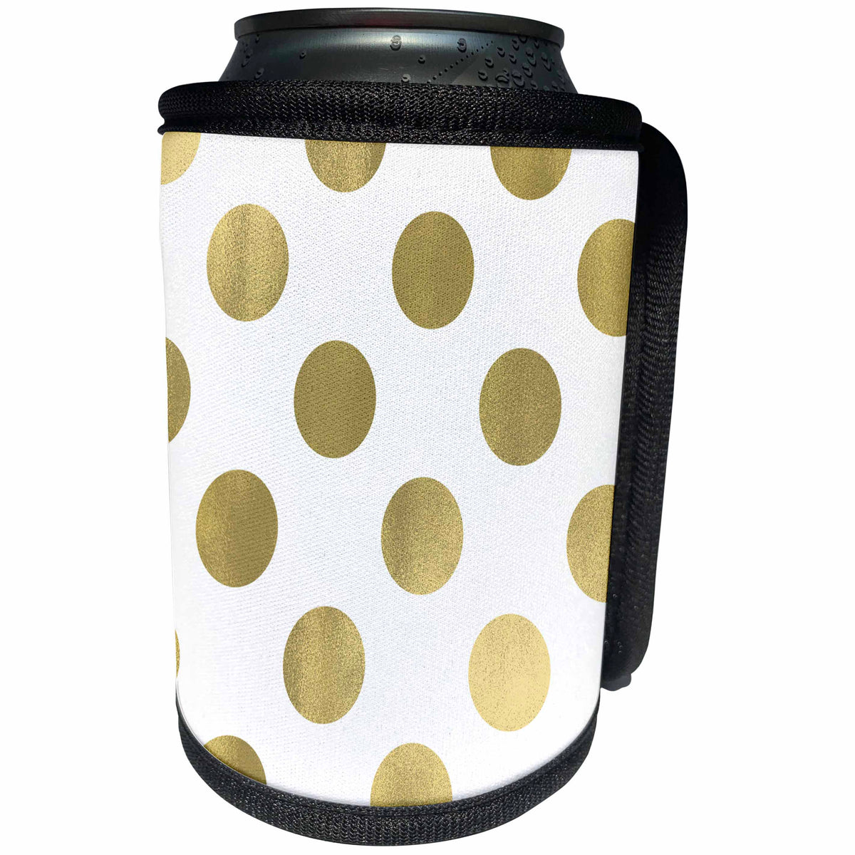 3dRose PS Chic - Gold Glam Chic Dots - Can Cooler Bottle Wrap (cc_265741)