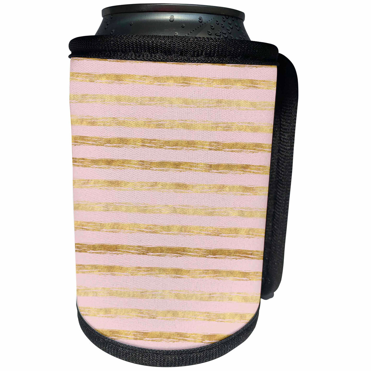 3dRose PS Chic - Gold Peach Stripes - Can Cooler Bottle Wrap (cc_265777)