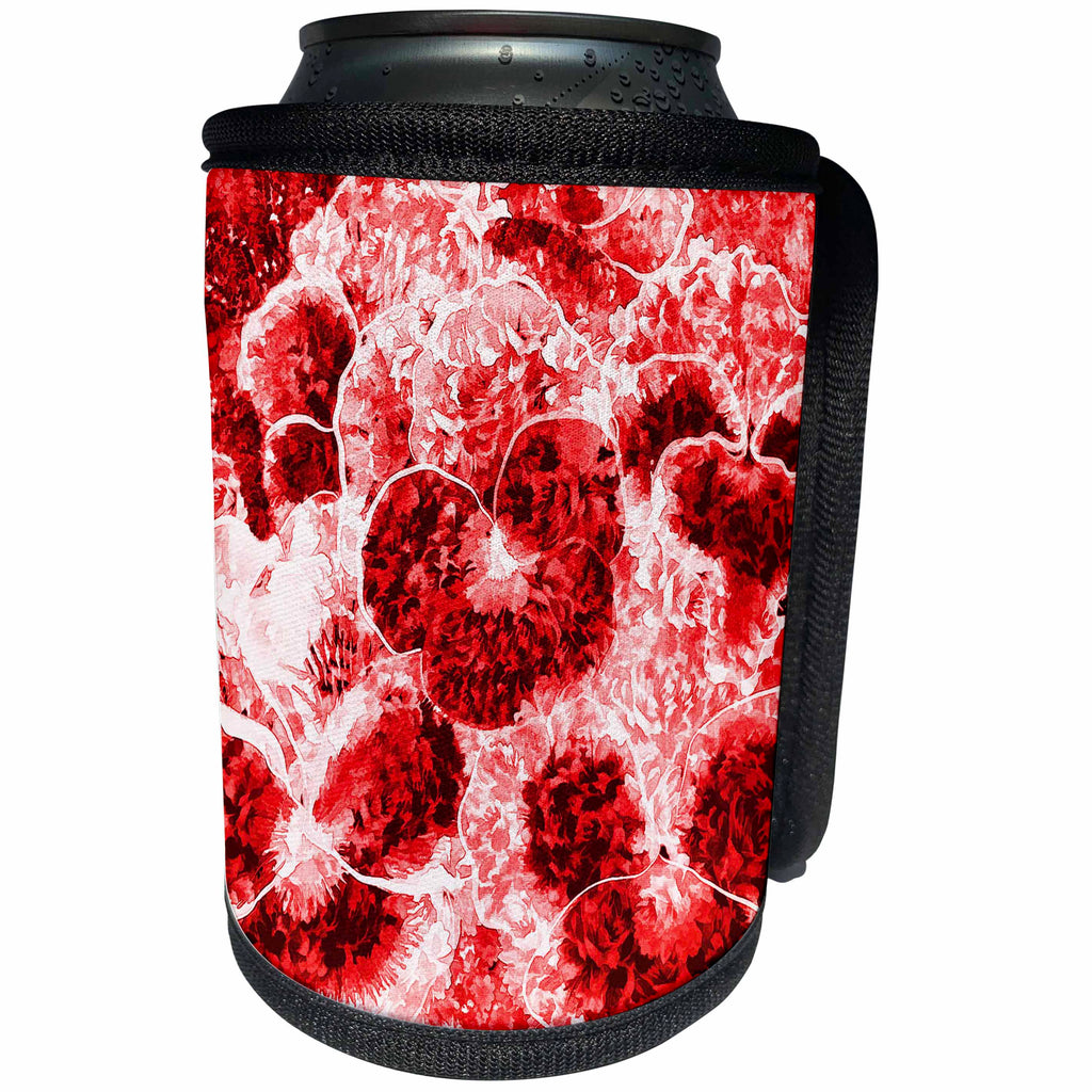 3dRose RinaPiro Patterns - Flowers. Abstract. Burgundy. - Can Cooler Bottle Wrap (cc_268740)