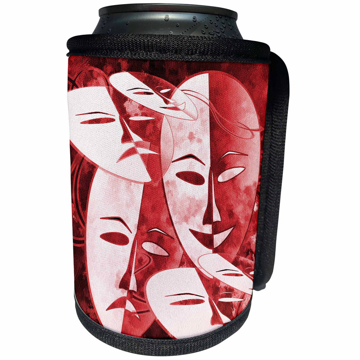 3dRose RinaPiro Patterns - Masks. Abstract. Burgundy. - Can Cooler Bottle Wrap (cc_268741)