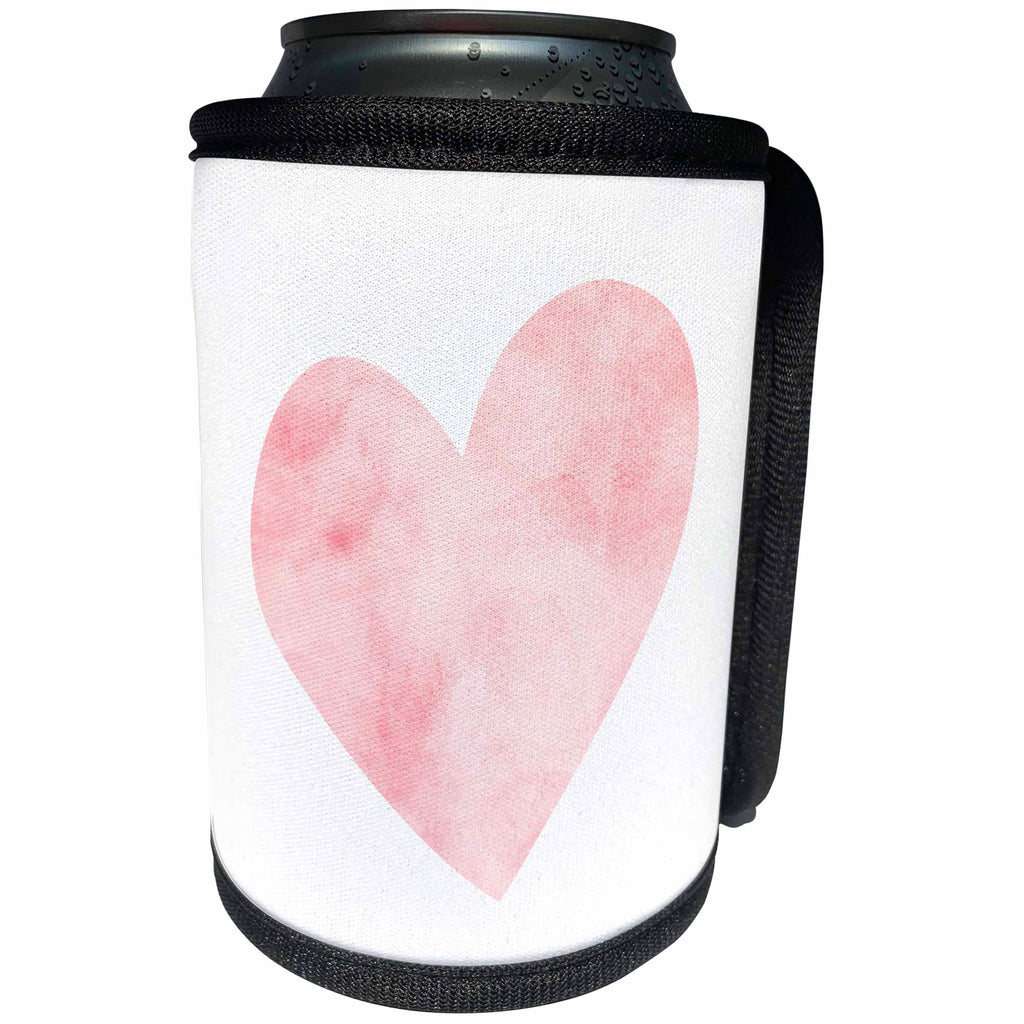 3dRose PS Inspiration - Pretty Blush Pink Watercolor Heart - Can Cooler Bottle Wrap (cc_280772)