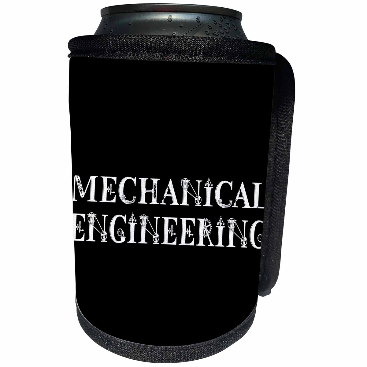 3dRose Alexis Design - Mechanical Engineering - Mechanical Engineering, unique text in two lines on black background - Can Cooler Bottle Wrap (cc_286023)