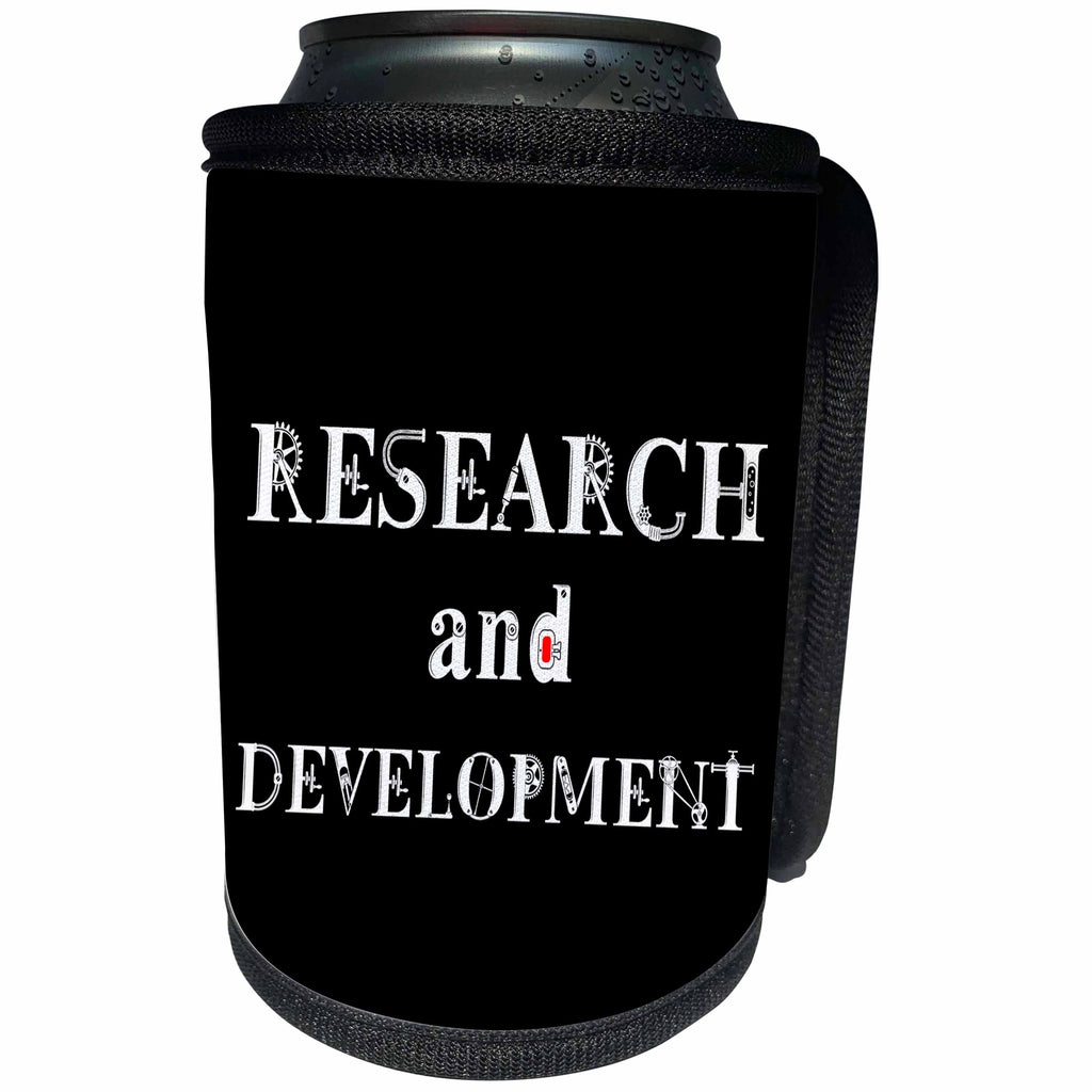 3dRose Alexis Design - Mechanical Engineering - Research and development elegant decorative text on black - Can Cooler Bottle Wrap (cc_286089)
