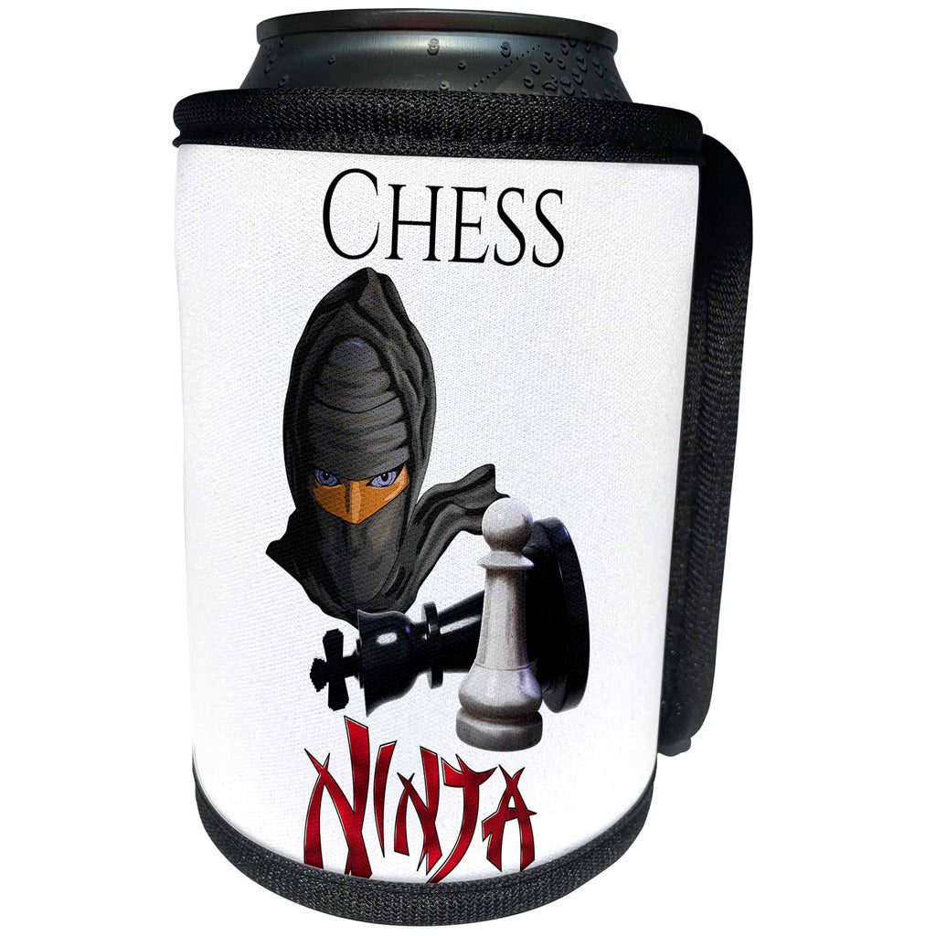 3dRose MacDonald Creative Studios – Chess - Funny Chess design, are you a Chess Ninja? Pawn piece and Queen. - Can Cooler Bottle Wrap (cc_295365)