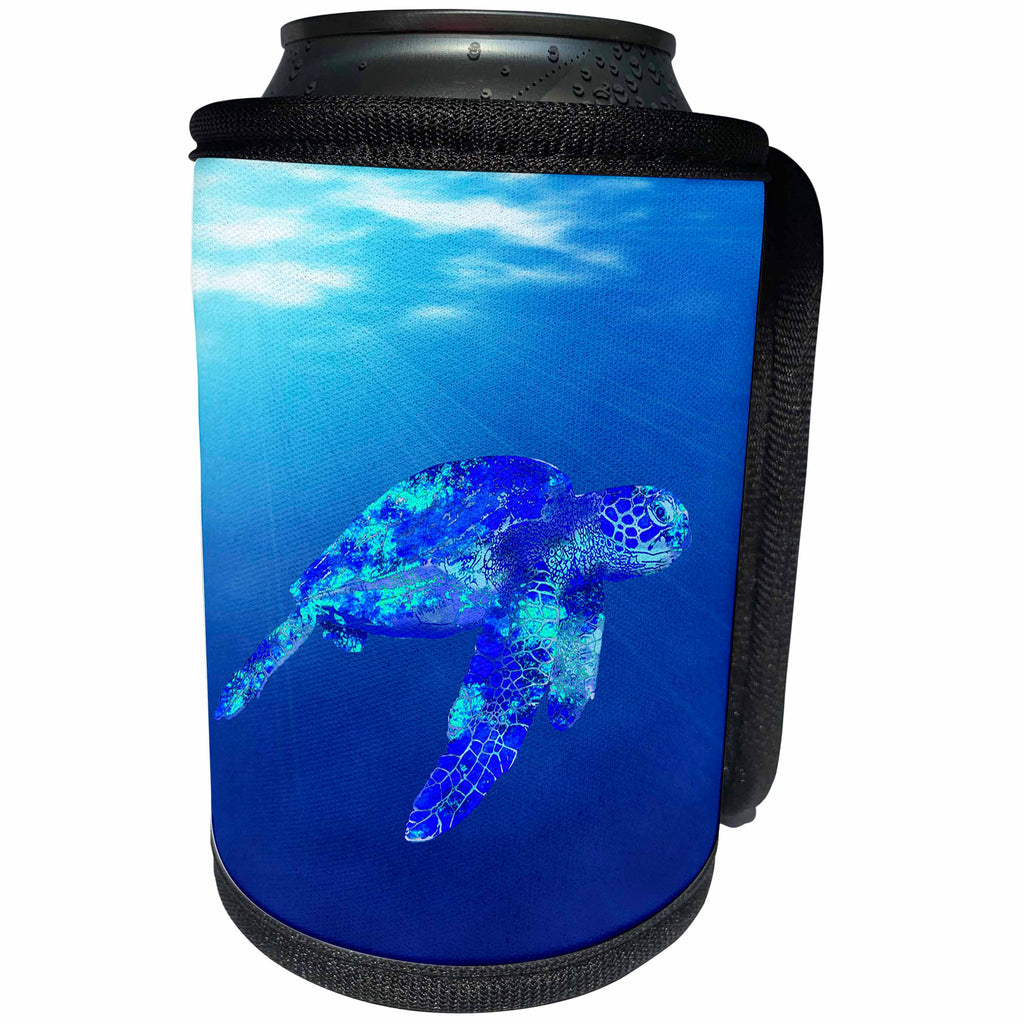 3dRose MacDonald Creative Studios – Turtles - Sea turtle swimming digital art for the endangered turtle. - Can Cooler Bottle Wrap (cc_295370)