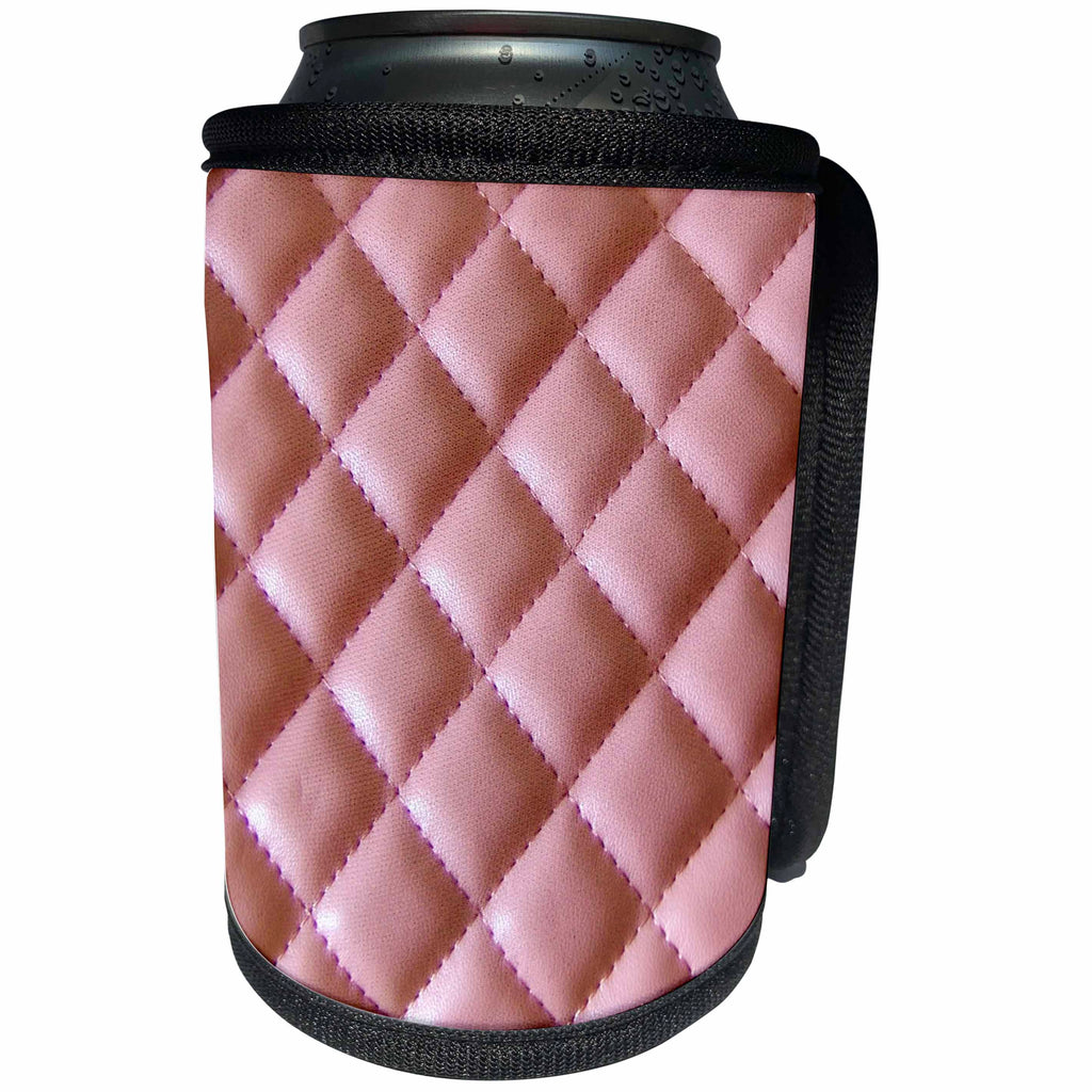3dRose Florene Designer Textures - Pink Leather Like - Can Cooler Bottle Wrap (cc_29730)