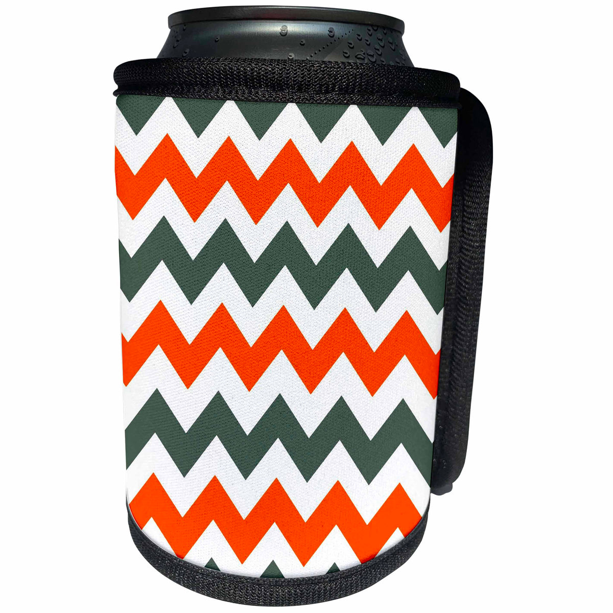 3dRose Taiche - Vector - Chevron ZigZag Pattern - Chevron Pattern In Russet Orange Grey and White - Can Cooler Bottle Wrap (cc_299377)