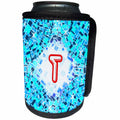 3dRose Russ Billington Monograms-Swimming Pool- Initial T - Initial T- Swimming Pool Reflections with Pool Float Initial in Red - Can Cooler Bottle Wrap (cc_300119)