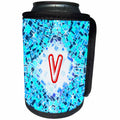 3dRose Russ Billington Monograms-Swimming Pool- Initial V - Initial V- Swimming Pool Reflections with Pool Float Initial in Red - Can Cooler Bottle Wrap (cc_300121)