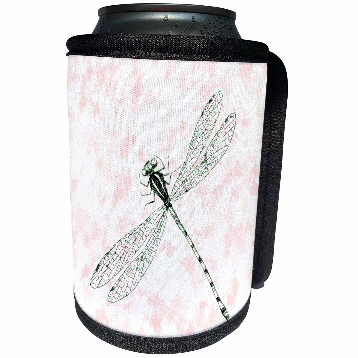 3dRose lens Art by Florene - Nature - Image of Dragonfly On Marbelized Pink - Can Cooler Bottle Wrap (cc_302018)