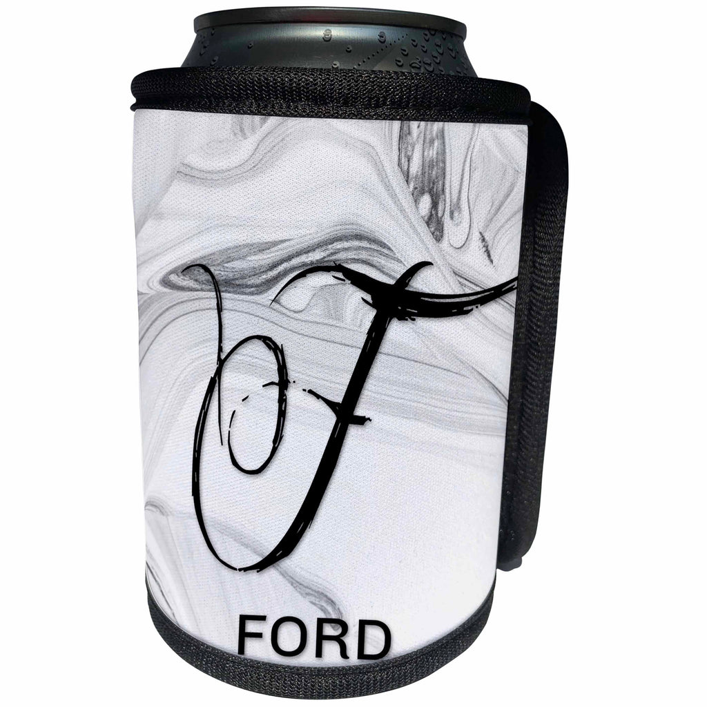 3dRose BrooklynMeme Monograms - White Marble Monogram E - Edwards - Can Cooler Bottle Wrap (cc_305063)