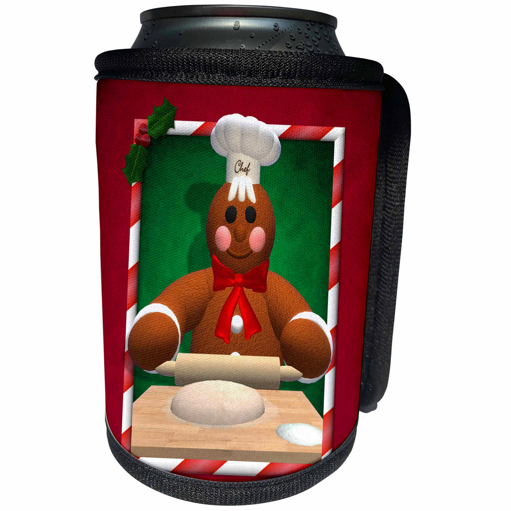 3dRose BK Ginger Bread Family - Baker 3 - Can Cooler Bottle Wrap (cc_30532)