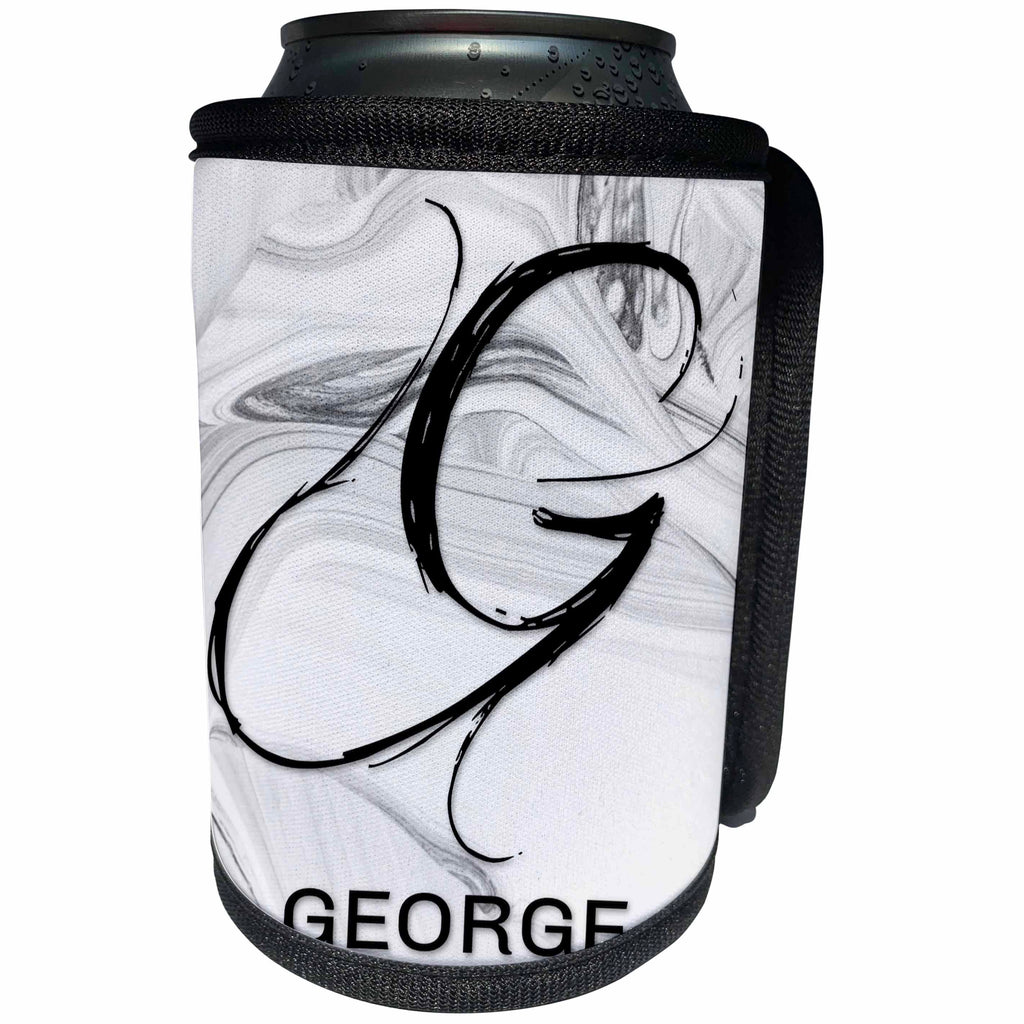 3dRose BrooklynMeme Monograms - White Marble Monogram G - George - Can Cooler Bottle Wrap (cc_305438)