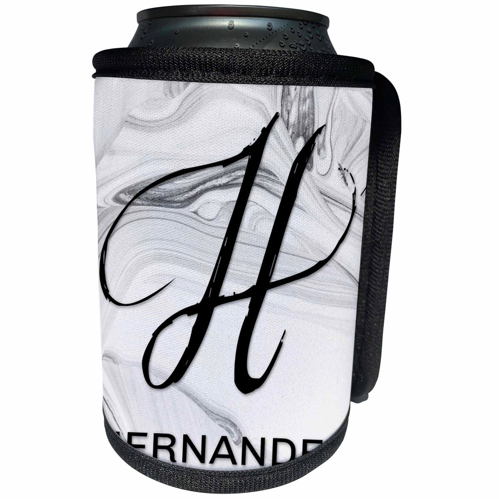 3dRose BrooklynMeme Monograms - White Marble Monogram H - Hernandez - Can Cooler Bottle Wrap (cc_305446)