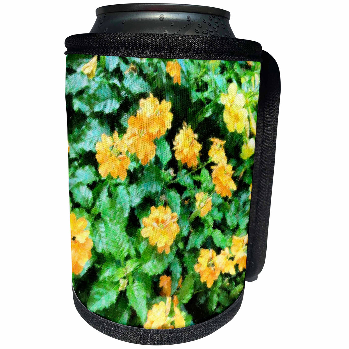 3dRose Florene Impressionism Art - Yellow Flowers - Can Cooler Bottle Wrap (cc_30654)