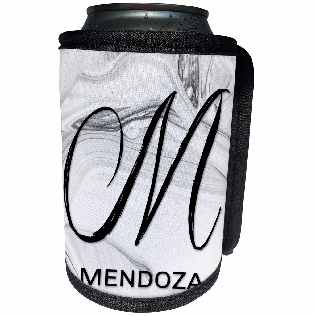 3dRose BrooklynMeme Monograms - White Marble Monogram M - Mendoza - Can Cooler Bottle Wrap (cc_306553)