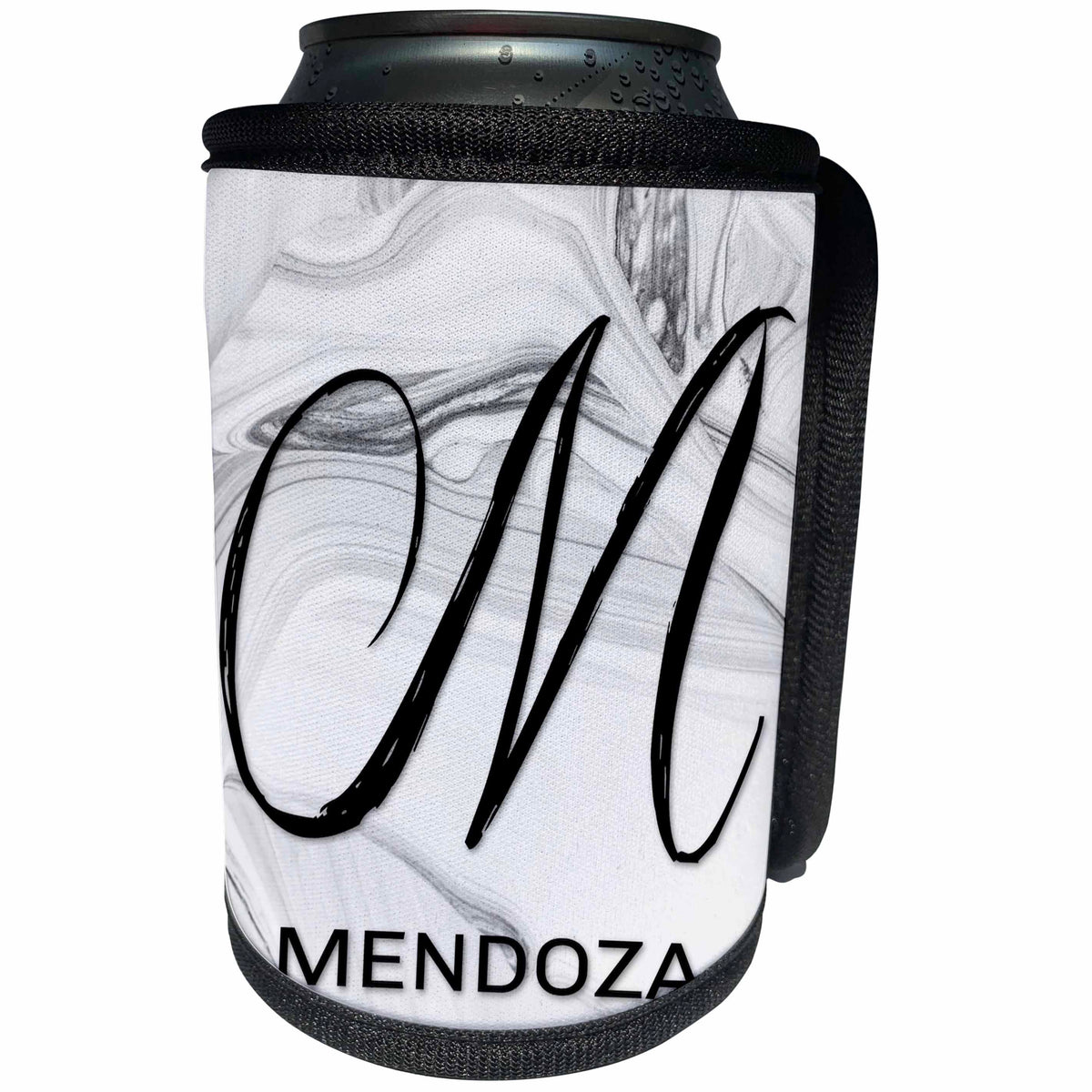 3dRose BrooklynMeme Monograms - White Marble Monogram M - Mendoza - Can Cooler Bottle Wrap (cc_306553)
