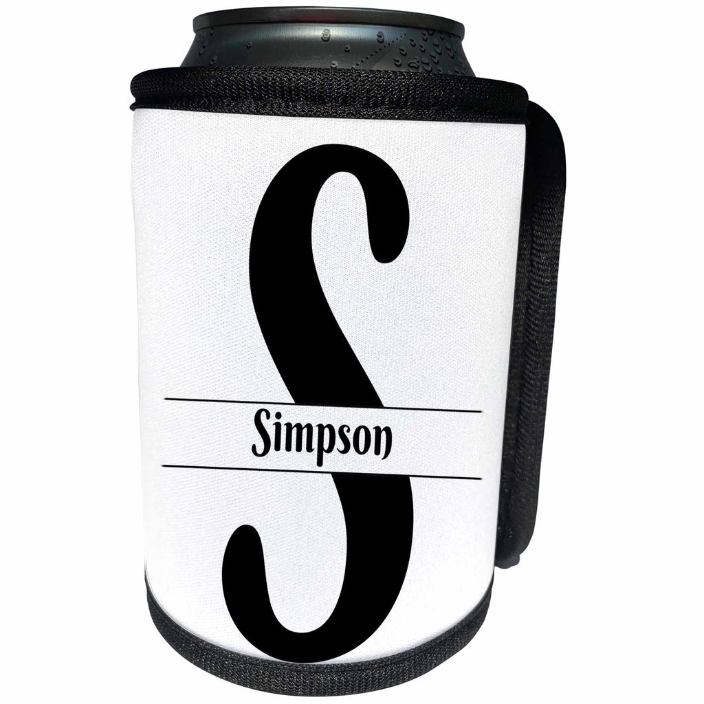 3dRose BrooklynMeme Monograms - Bold Script Monogram S - Simpson - Can Cooler Bottle Wrap (cc_306602)
