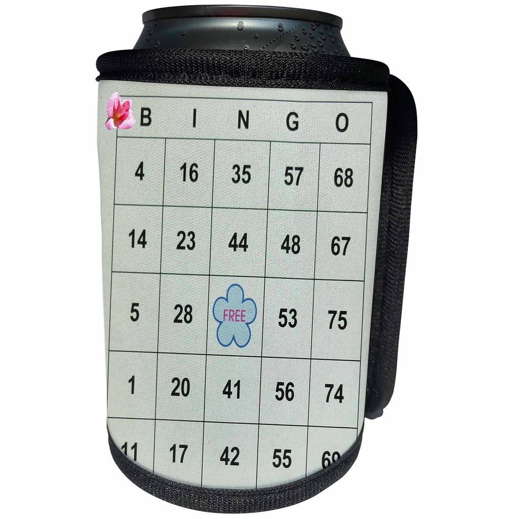 3dRose Florene Games - Bingo n Roses - Can Cooler Bottle Wrap (cc_30661)