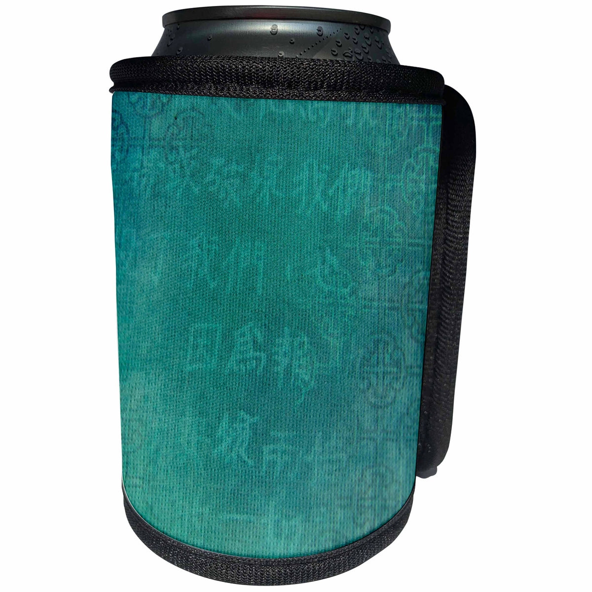 3dRose Florene Contemporary - Aqua Oriental - Can Cooler Bottle Wrap (cc_30695)