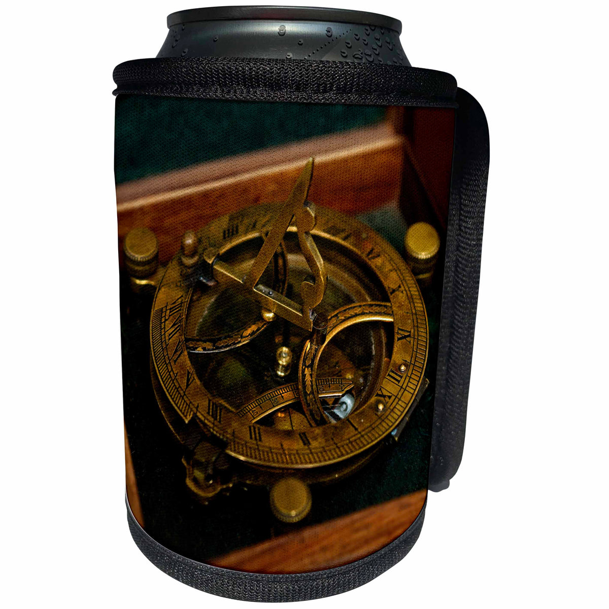 3dRose Alexis Photography - Objects Tools - Vintage naval sextant. Closeup view, bronze parts - Can Cooler Bottle Wrap (cc_307648)