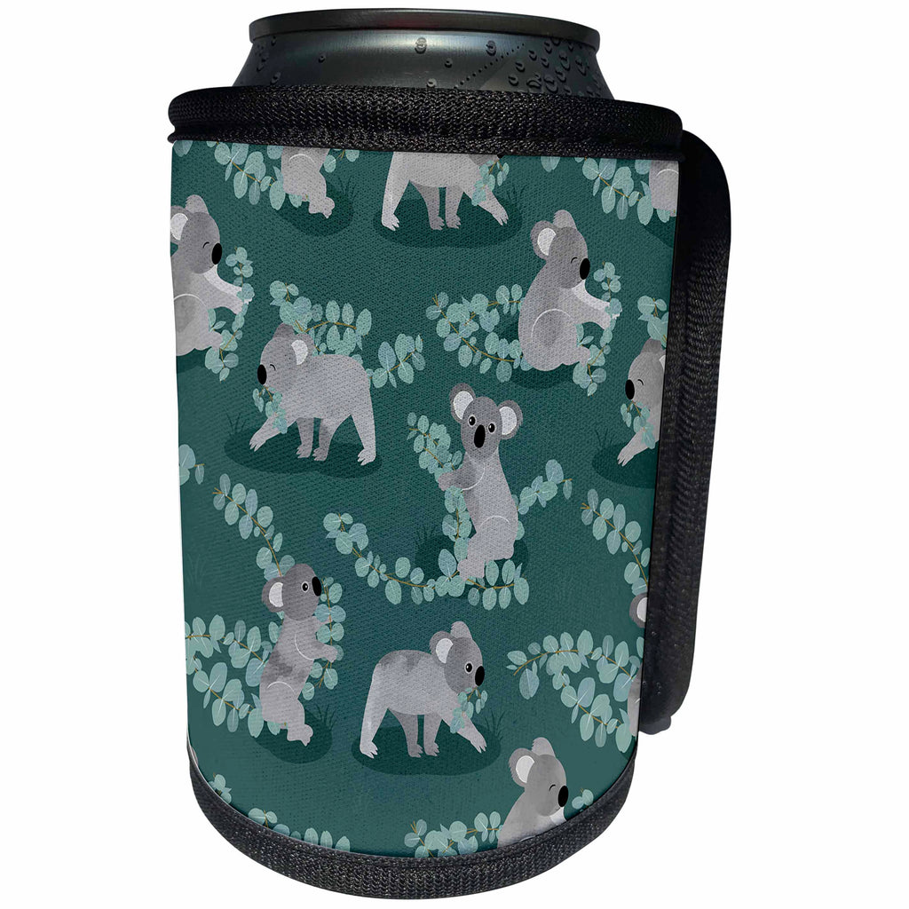 3dRose Janna Salak Designs Australian Animals - Koalas and Eucalyptus - Can Cooler Bottle Wrap (cc_310735)