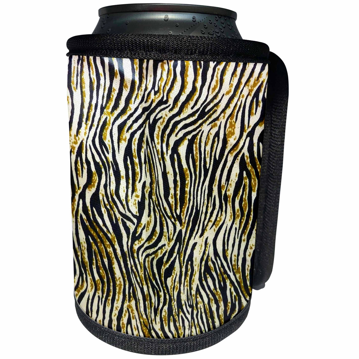 3dRose Florene Decorative - Zebra Gold - Can Cooler Bottle Wrap (cc_31110)