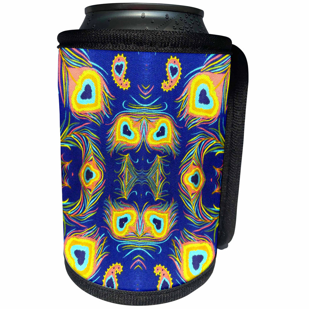 3dRose Florene Decorative - Peacock Feathers II - Can Cooler Bottle Wrap (cc_31183)