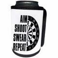3dRose Darts - Aim. Shoot. Swear. Repeat. Funny Darting Design - Can Cooler Bottle Wrap (cc_312172)