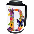 3dRose Pretty Floral Monogram Initial D - Can Cooler Bottle Wrap (cc-382426)