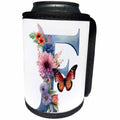 3dRose Pretty Floral Monogram Initial F - Can Cooler Bottle Wrap (cc-382427)