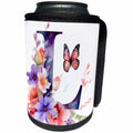 3dRose Pretty Floral Monogram Initial L - Can Cooler Bottle Wrap (cc-382432)