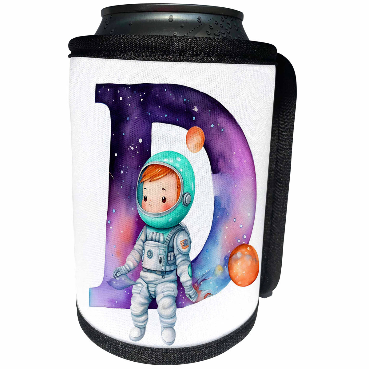 3dRose Cute Astronaut Monogram Initial D - Can Cooler Bottle Wrap (cc-382446)