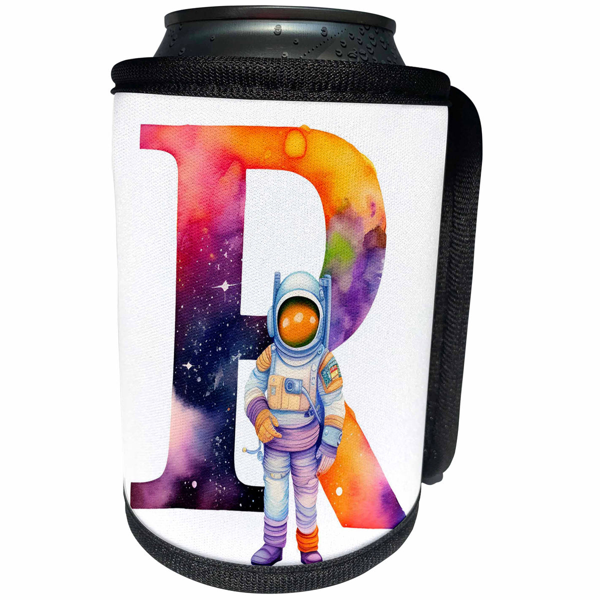 3dRose Cute Astronaut Monogram Initial R - Can Cooler Bottle Wrap (cc-382456)