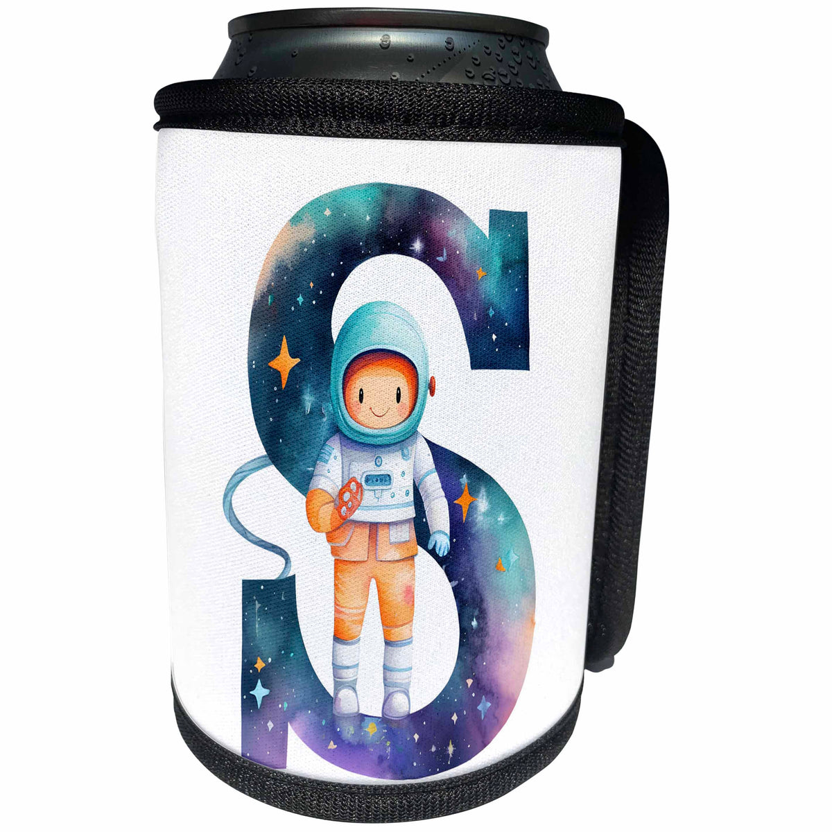 3dRose Cute Astronaut Monogram Initial S - Can Cooler Bottle Wrap (cc-382457)