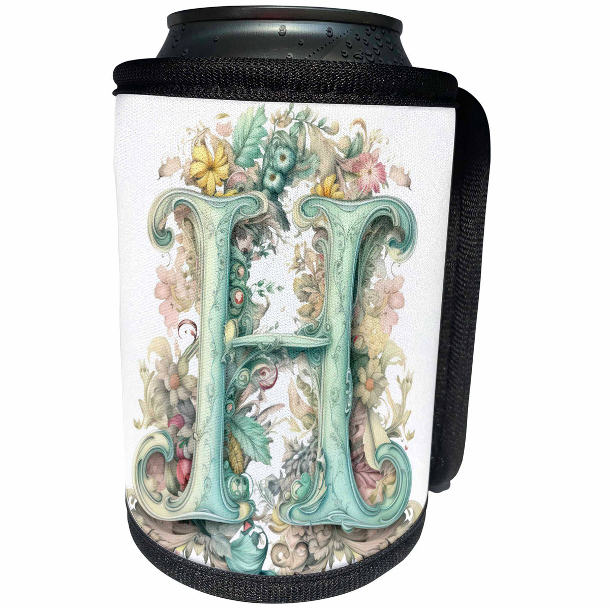 3dRose Fancy Floral Flourish Monogram Initial H - Can Cooler Bottle Wrap (cc-382469)