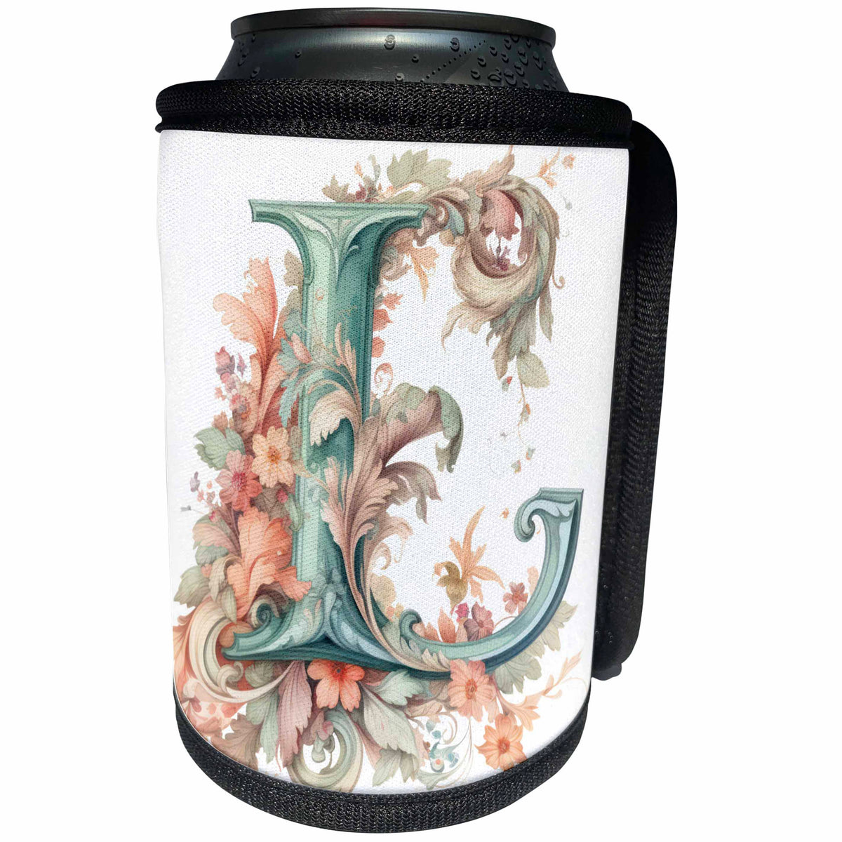 3dRose Fancy Floral Flourish Monogram Initial L - Can Cooler Bottle Wrap (cc-382472)