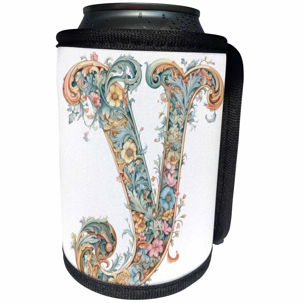 3dRose Fancy Floral Flourish Monogram Initial Y - Can Cooler Bottle Wrap (cc-382481)