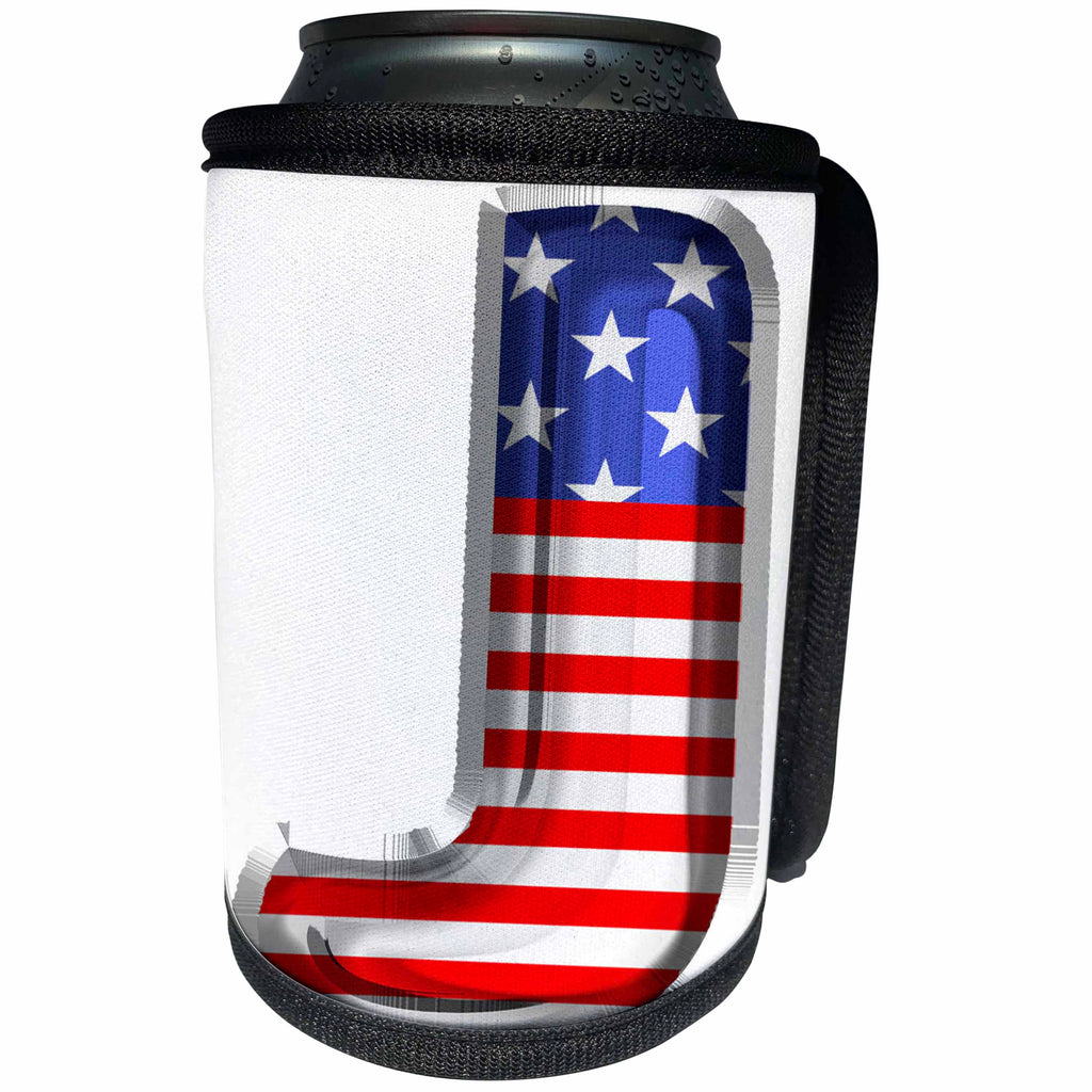 3dRose Stars and Stripes Monogram Initial J - Can Cooler Bottle Wrap (cc-382490)